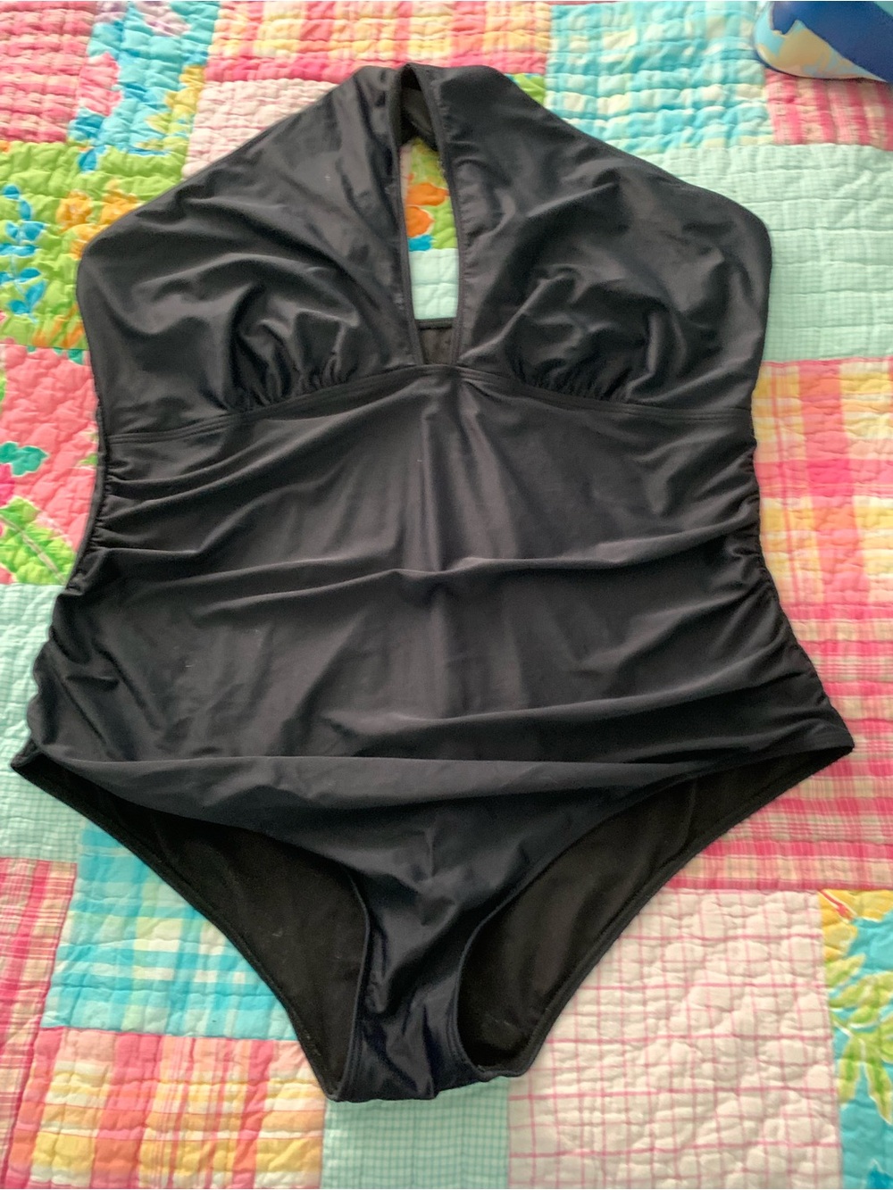 Women's Black Halter One-Piece Swimsuit - plus size 28W